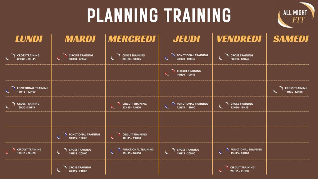 Planning cours collectifs TRAINING - Activités Renforcement musculaire Poitiers
