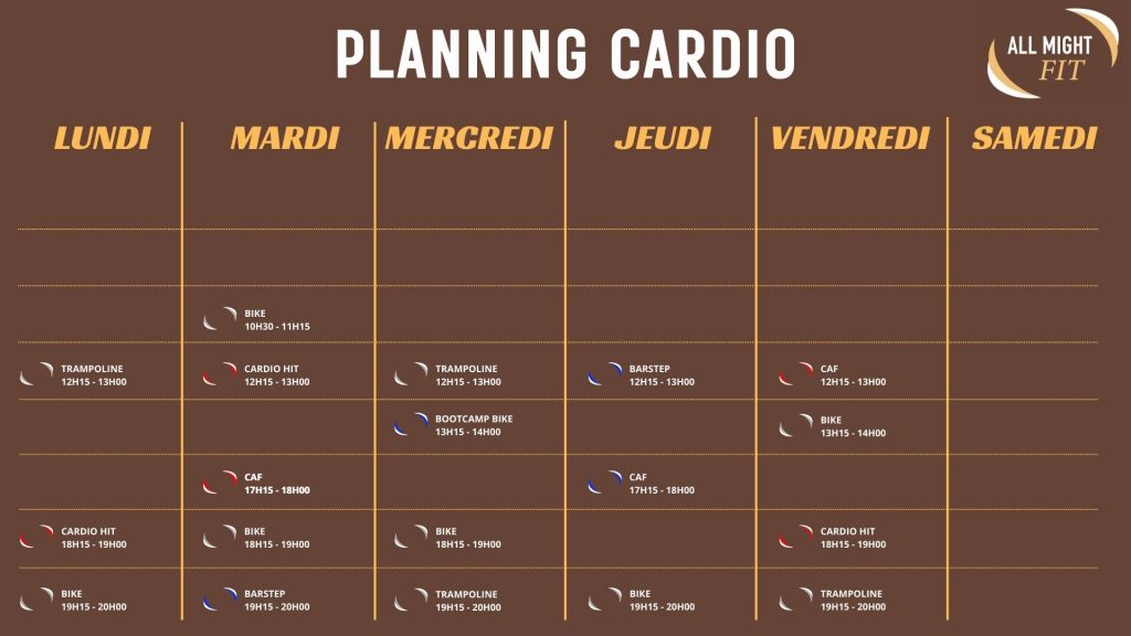 Planning cours collectifs CARDIO - Activités CARDIO Poitiers